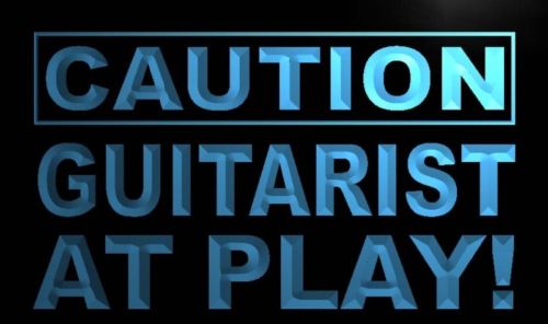 Caution Guitarist at Play Neon Light Sign
